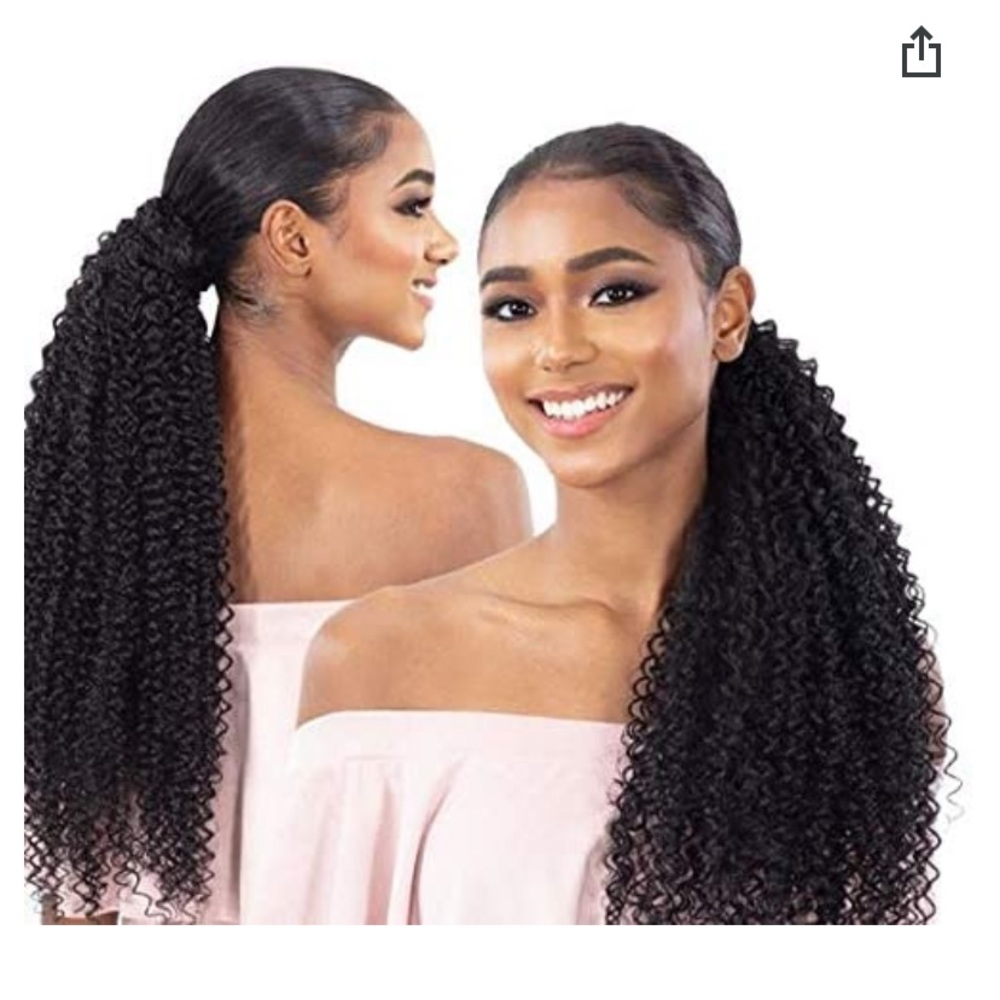 Organique pony pro wrap around pony synthetic pony tail Bohemian curl 32 inches